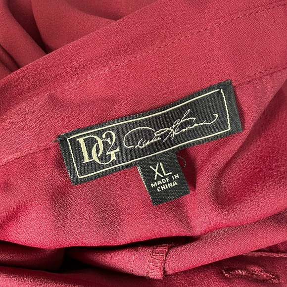 DG2 Diane Gilman Size XL Burgundy Wine Button Up Shirt Old Money Demure Office - Picture 6 of 10